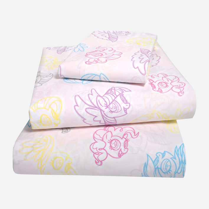 Organic Cotton My Little Pony 3-Piece Sheet Set & Pillowcase - Twin - Childrens Bedding, Kids Bedding, Morning Bird Bed & Bath