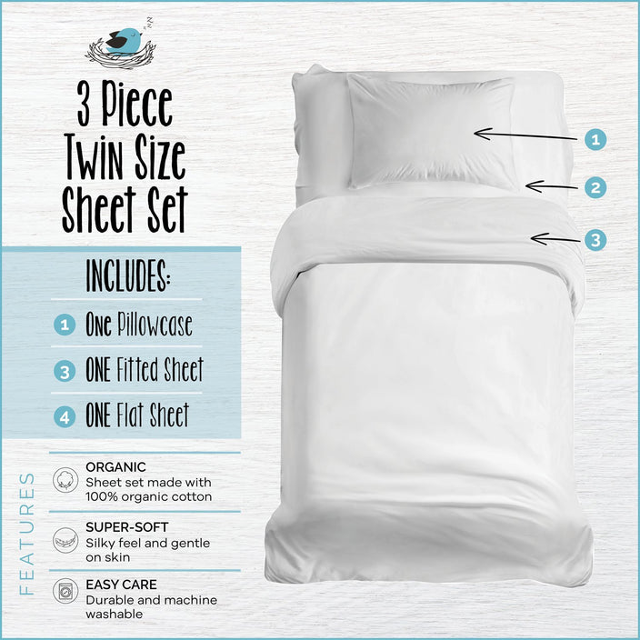 Organic Cotton Trolls™ 3-Piece Sheet Set - Twin - Childrens Bedding, Kids Bedding, Morning Bird Bed & Bath