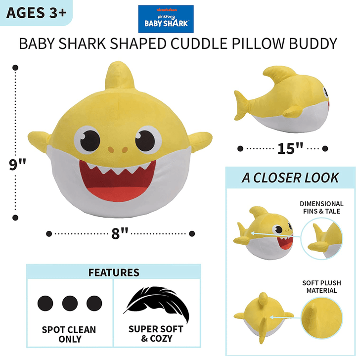 Baby Shark Pillow Buddy - Ollie - Childrens Bedding, Kids Bedding, Morning Bird Bed & Bath