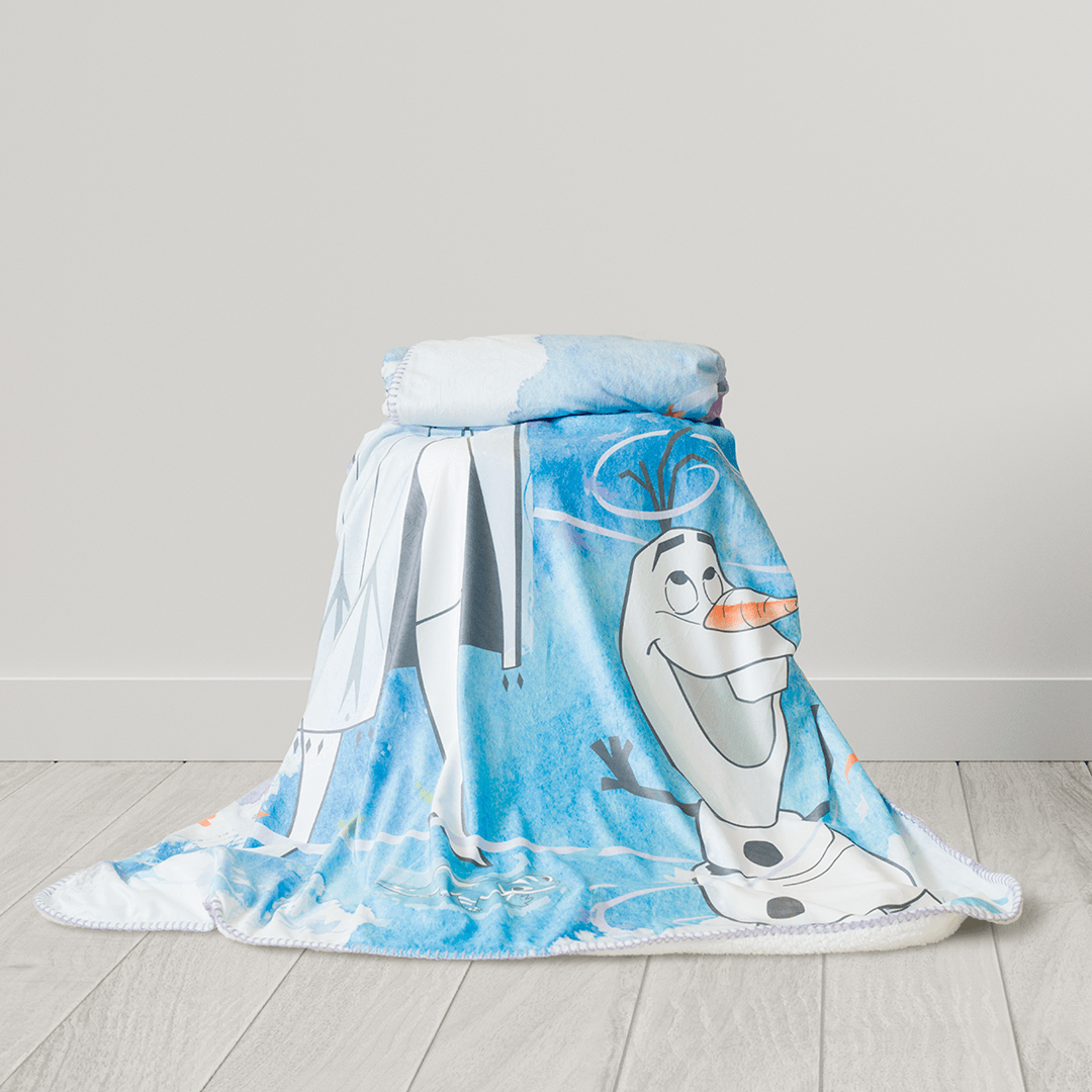 Disney Frozen 2 Sherpa Throw - Ultra Soft - Childrens Bedding, Kids Bedding, Morning Bird Bed & Bath