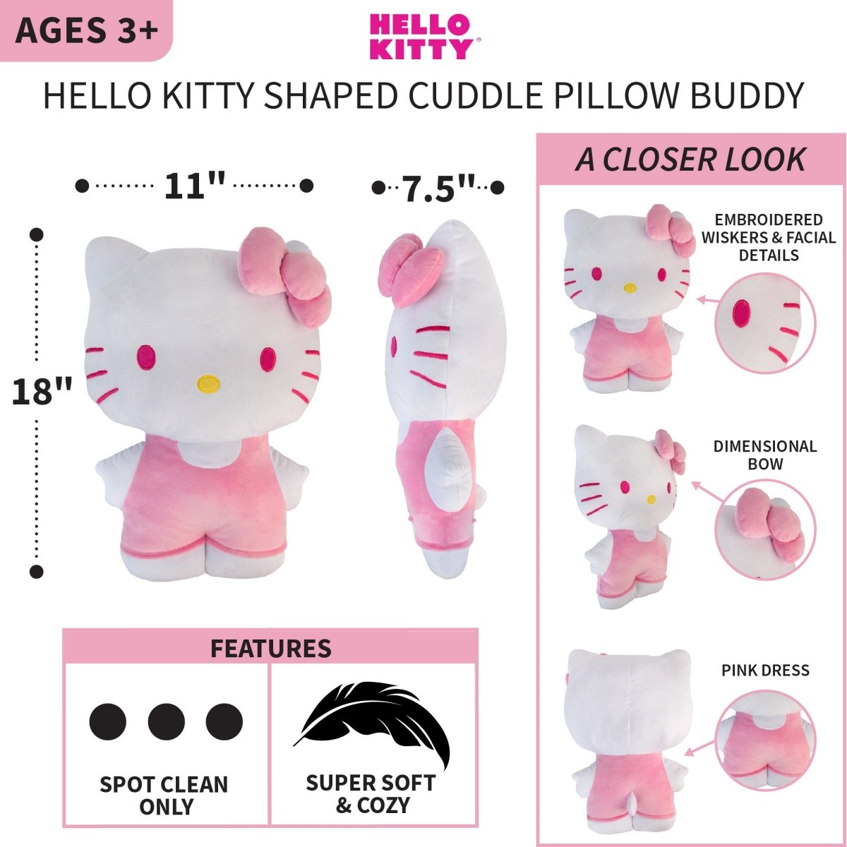 Hello Kitty Pillow Buddy - Childrens Bedding, Kids Bedding, Morning Bird Bed & Bath