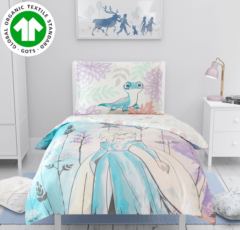 Organic Cotton Disney Frozen 2 Duvet Cover with 1 Sham - Twin - Childrens Bedding, Kids Bedding, Morning Bird Bed & Bath
