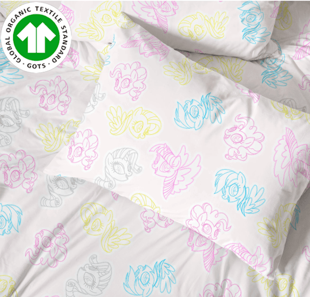 Organic Cotton My Little Pony 4-Piece Sheet Set & 2 Pillowcases - Full - Childrens Bedding, Kids Bedding, Morning Bird Bed & Bath
