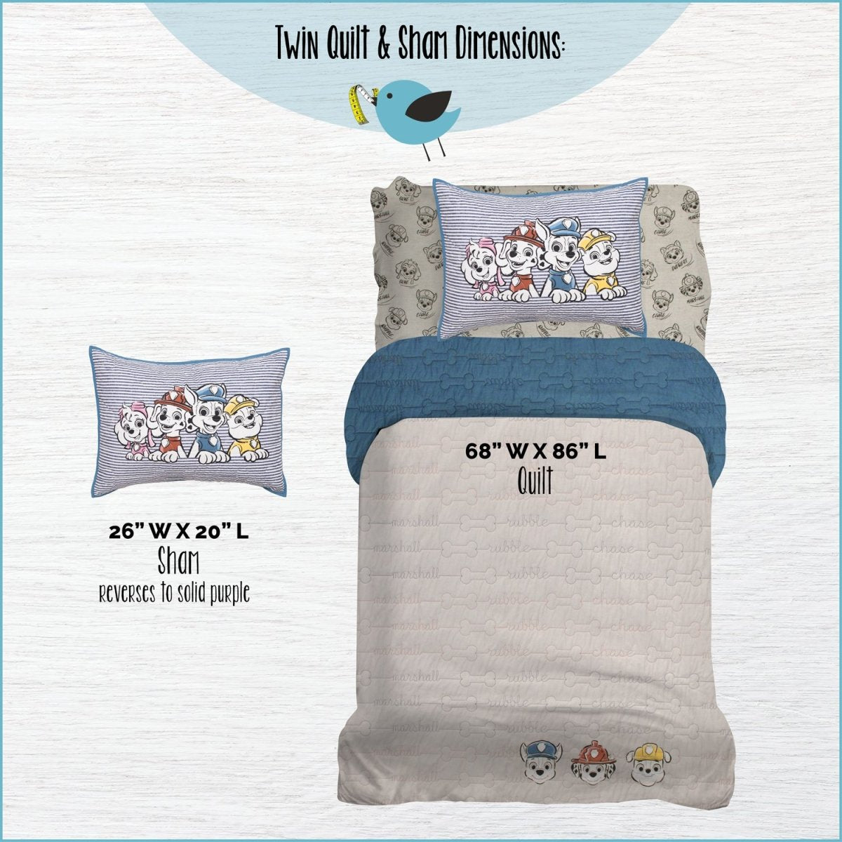 PAW Patrol™ Quilt and Sham - Twin - Childrens Bedding, Kids Bedding, Morning Bird Bed & Bath