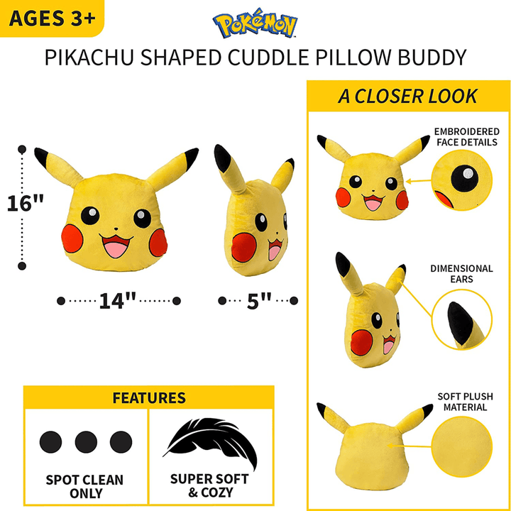 Pokemon Pillow Buddy - Pikachu - Childrens Bedding, Kids Bedding, Morning Bird Bed & Bath